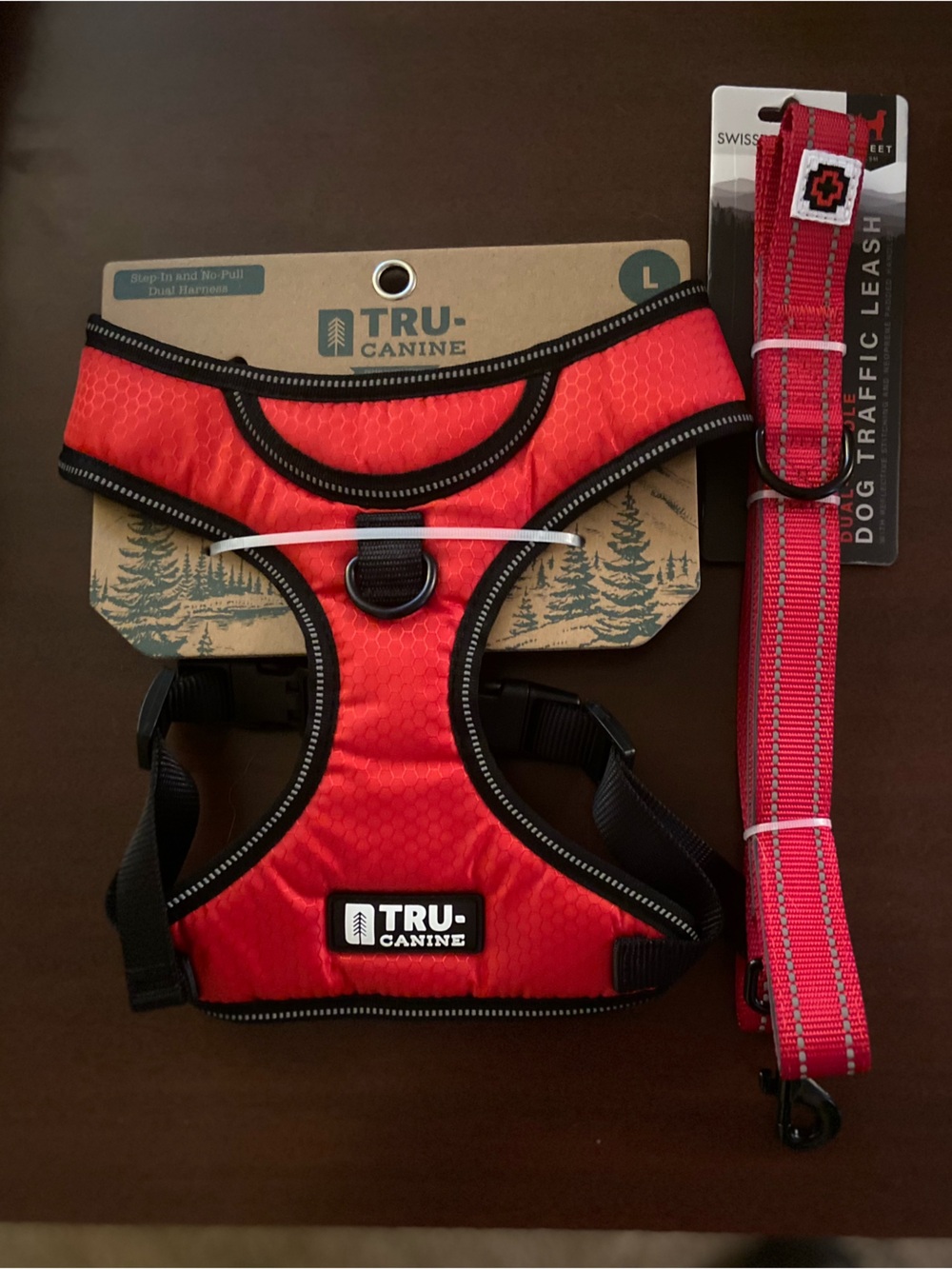 Tru Canine Red Reflective Dog Harness with Matching Leash